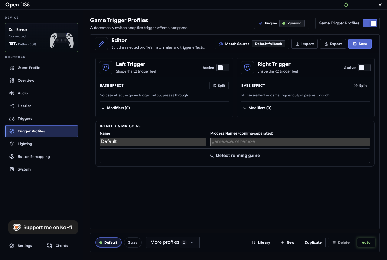 Trigger profile editor