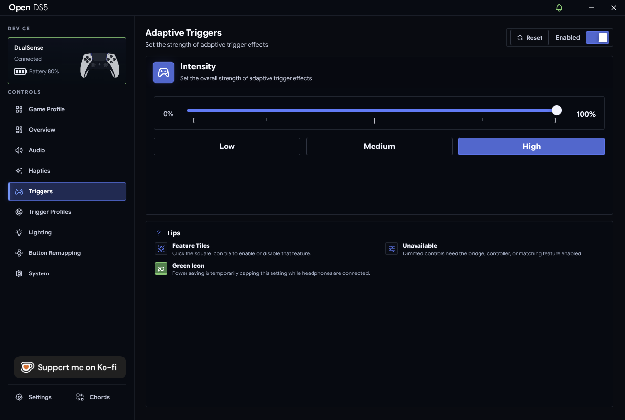 Adaptive Triggers intensity