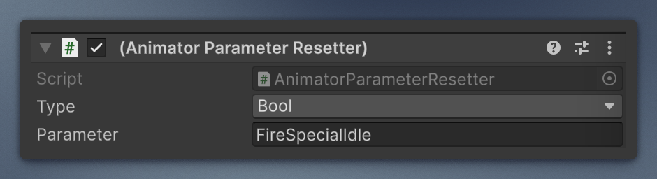 AnimatorParameterResetter example
