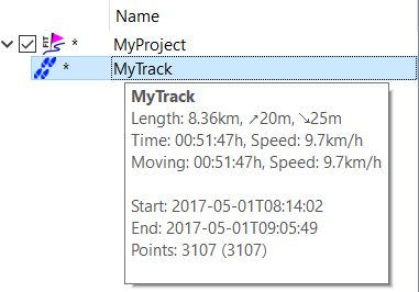 Track info in workspace