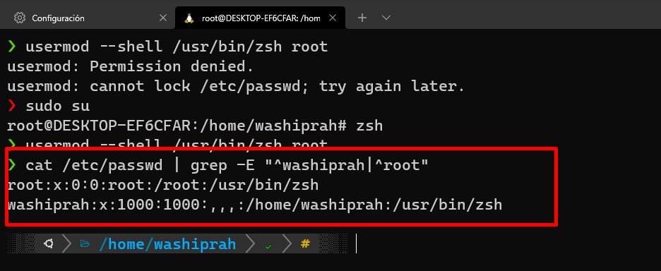 zsh default