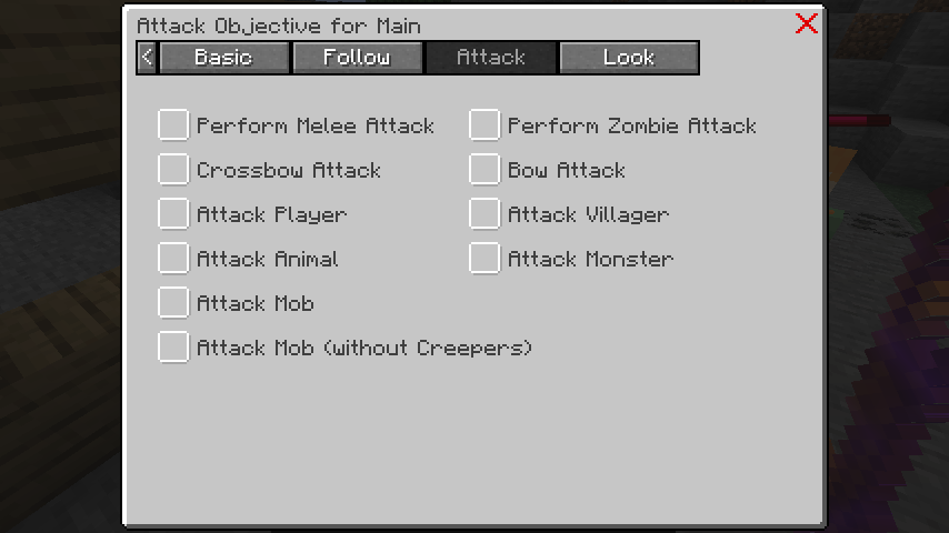 Attack Objectives screen