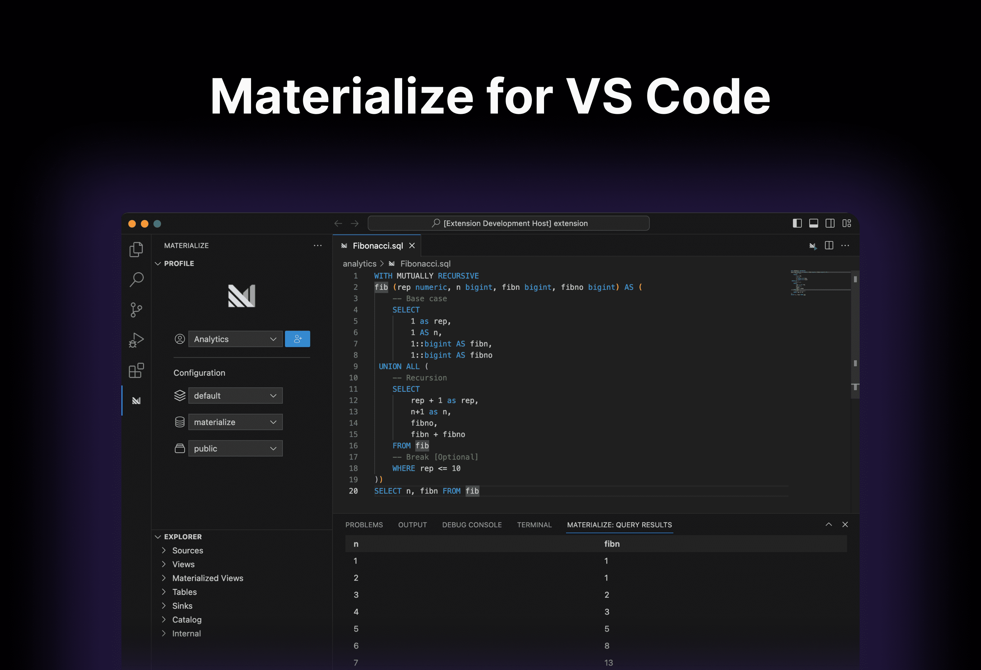 Materialize VS Code Extension