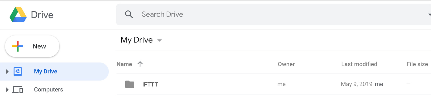 IFTTT Google Drive folder