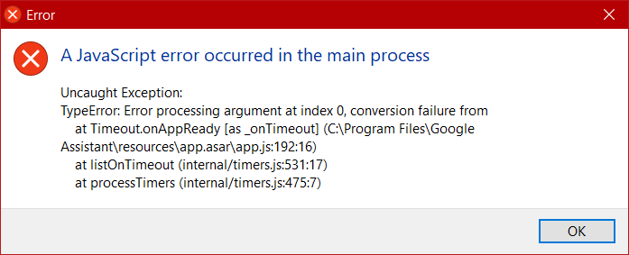 TypeError: Error processing argument at index 0 - Screenshot