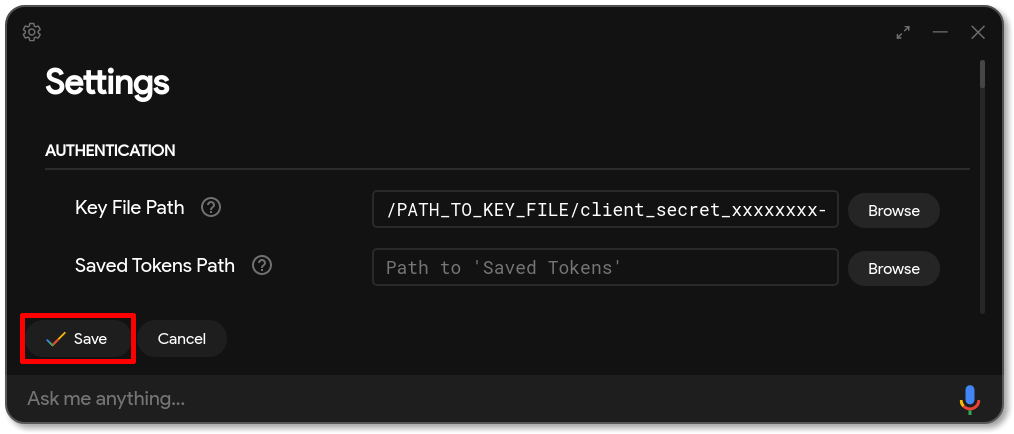 Authentication: Set Key File Path