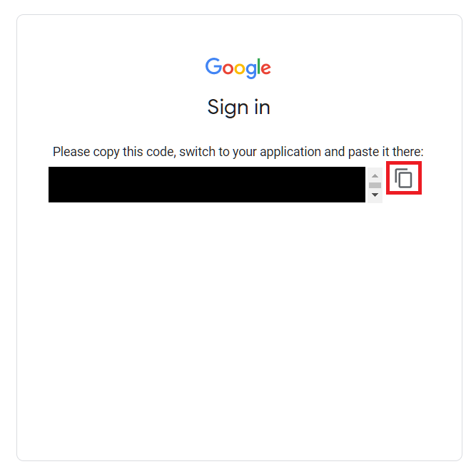 Authorization Code Screen