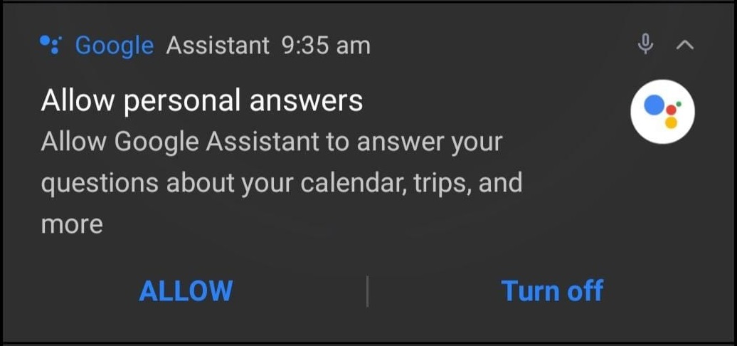 Allow Personal Answers - Phone Notification