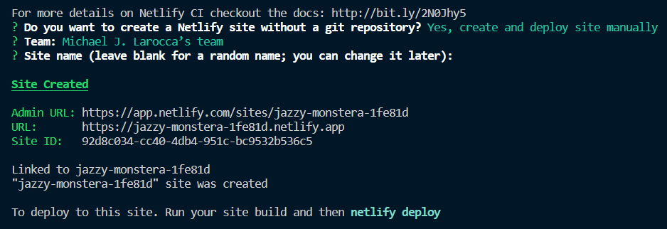 Deploy the Netlify site