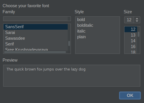 screenshot font dialog