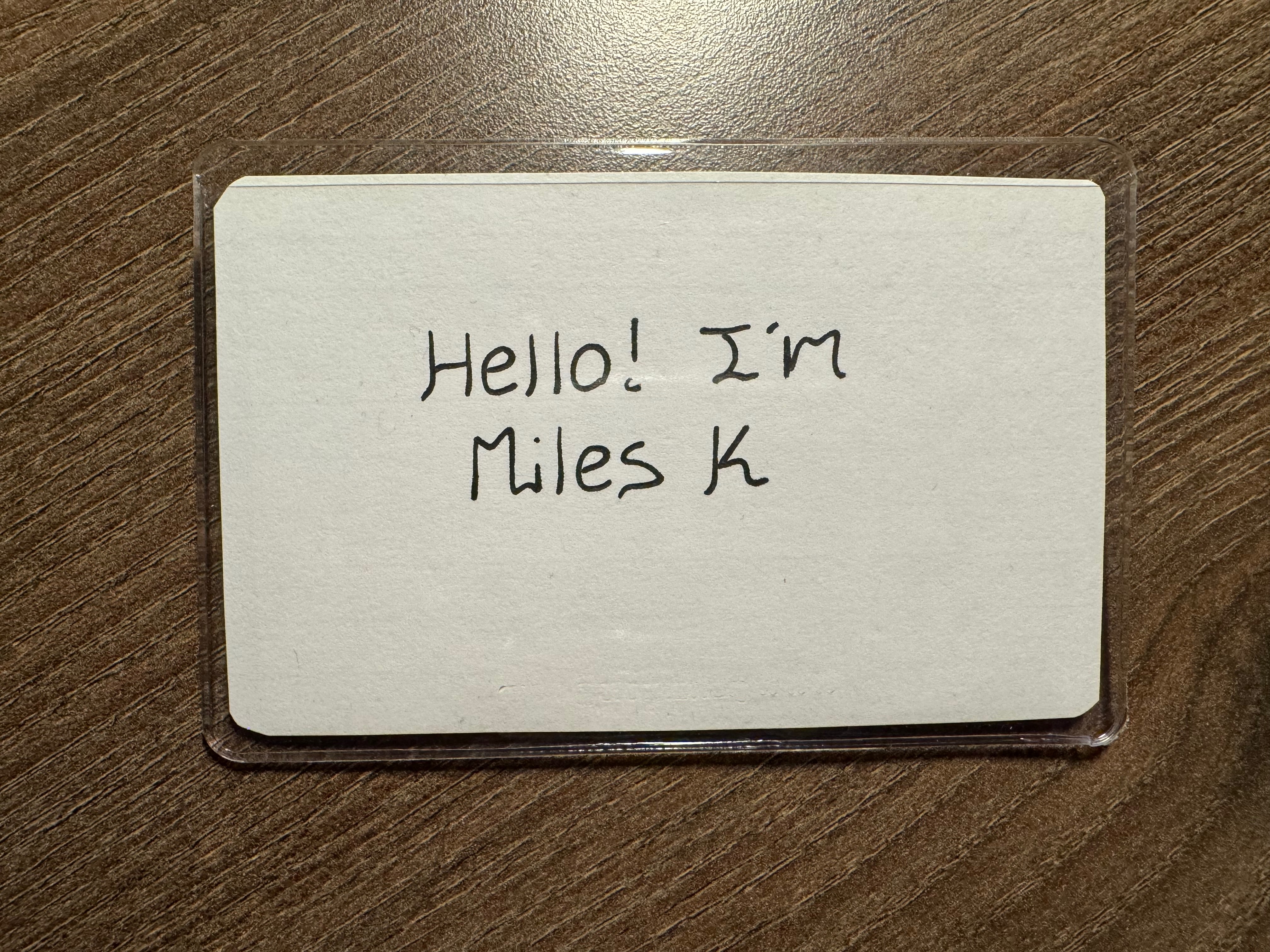 A photo of my nametag