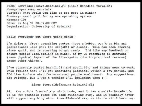 Correo de Linus Torvalds sobre el desarrollo de un SO