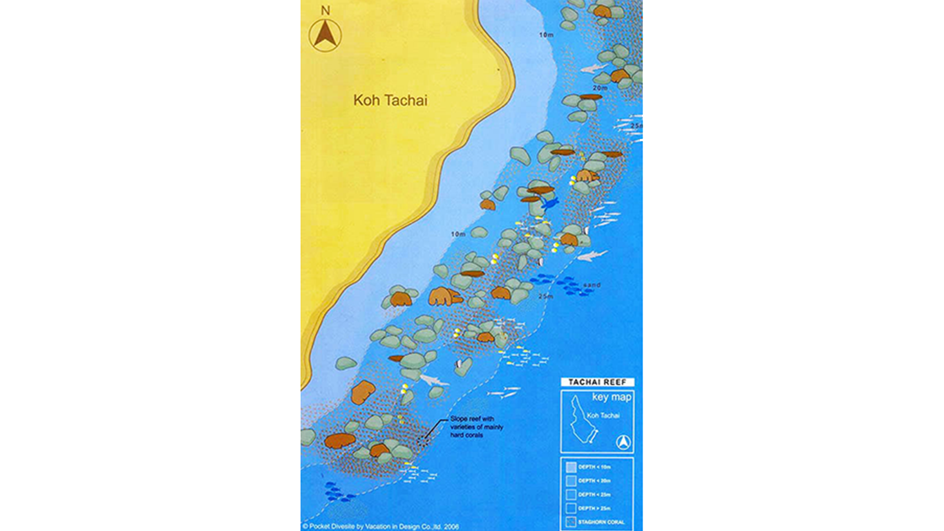 Схема дайв сайта Koh Tachai Reef