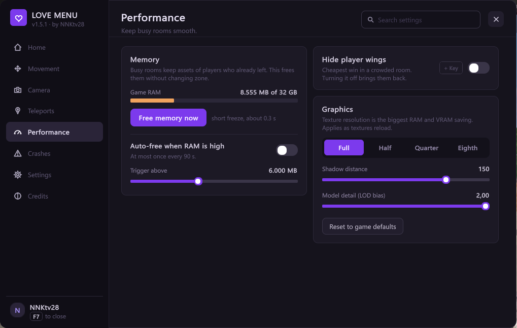 Performance page