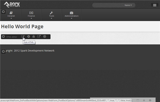 Figure: The HTML Block has an edit feature which allows you to edit its HTML.
