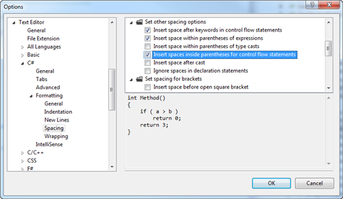 three other spacing options
