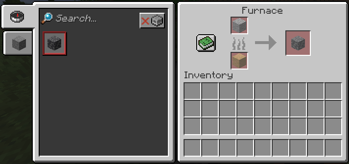 An animated image that shows the recipe in a furnace using the recipe book.