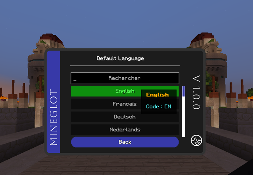 Default language screen