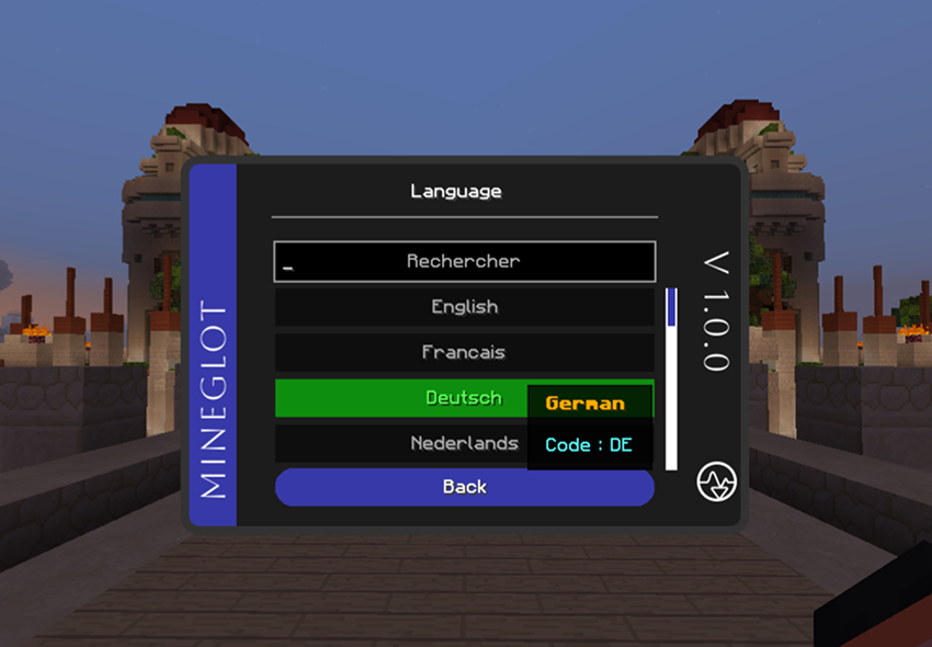 Language screen