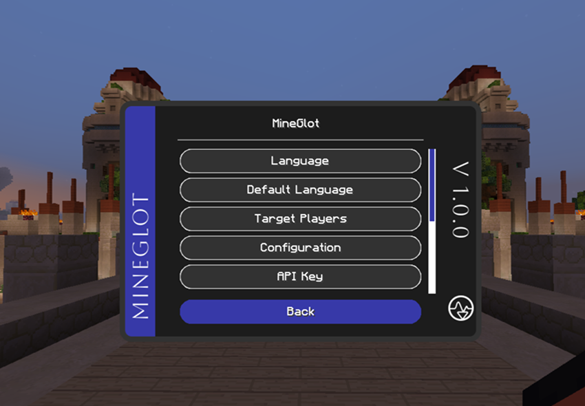 MineGlot main menu