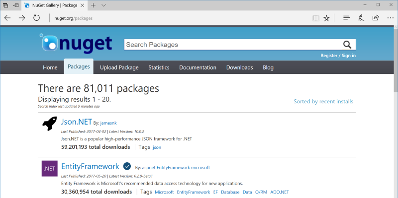 Package Search Mockup