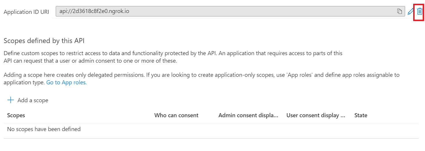 Azure AD expose an api page