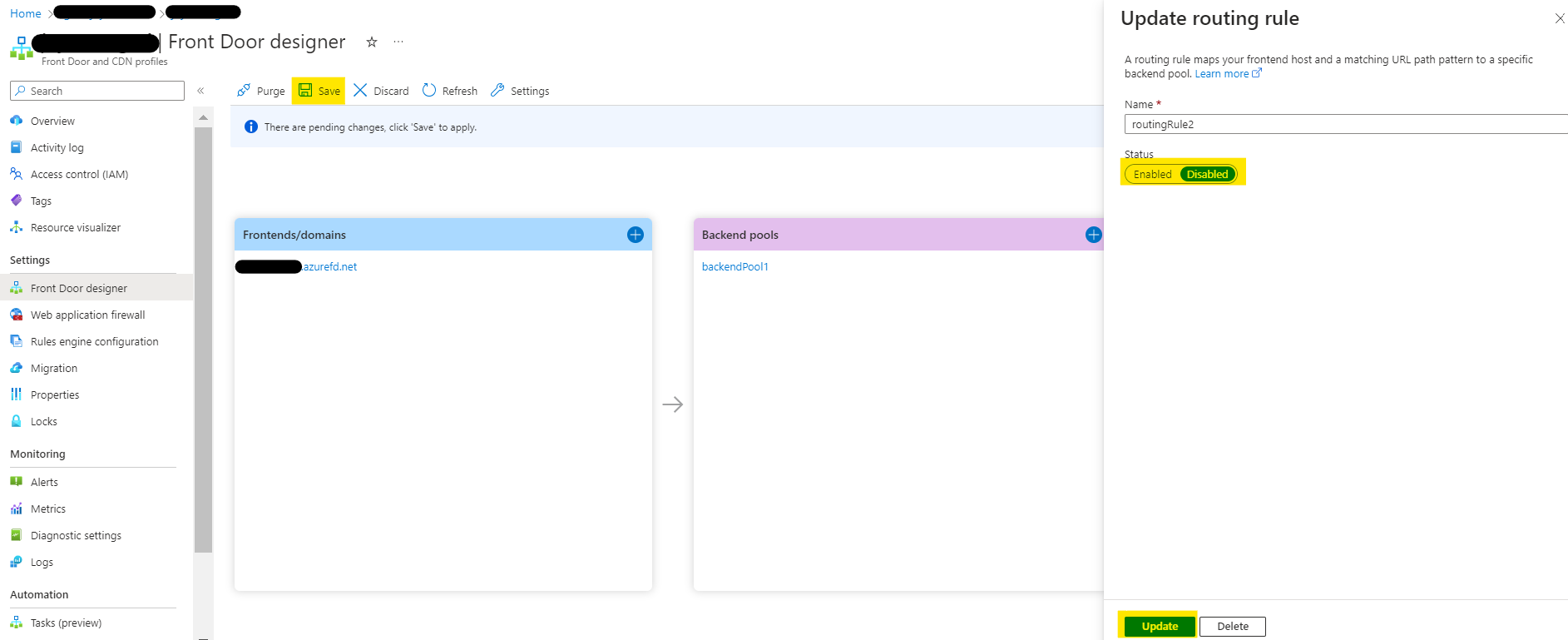 Disable Routing Rule 2 View