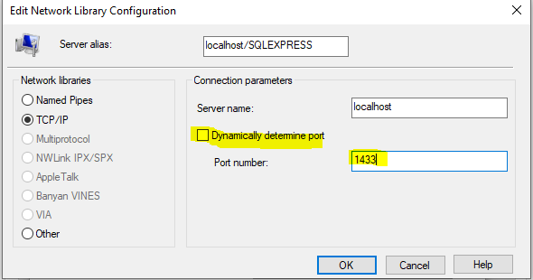 Odbc Dynamically assign port