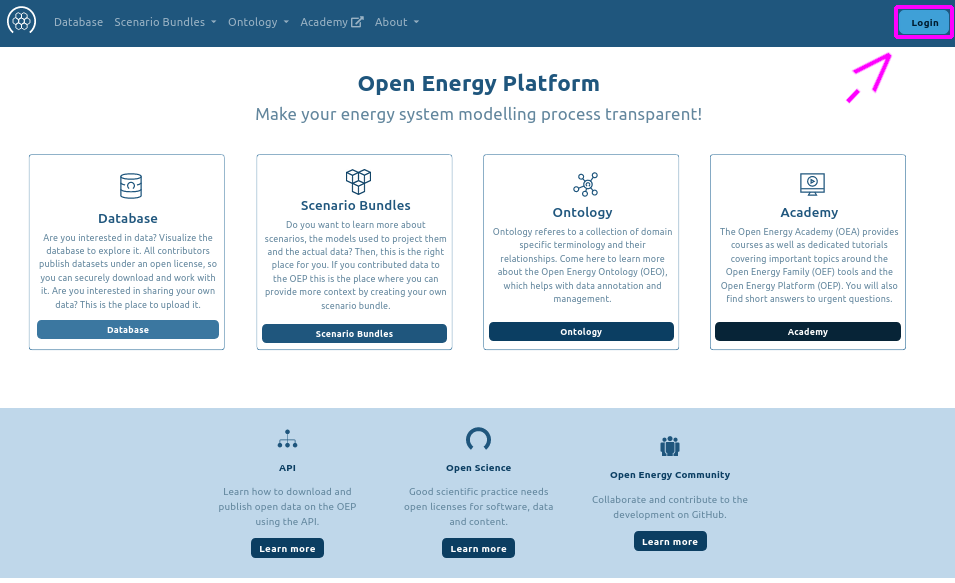 OpenEnergy Platform login