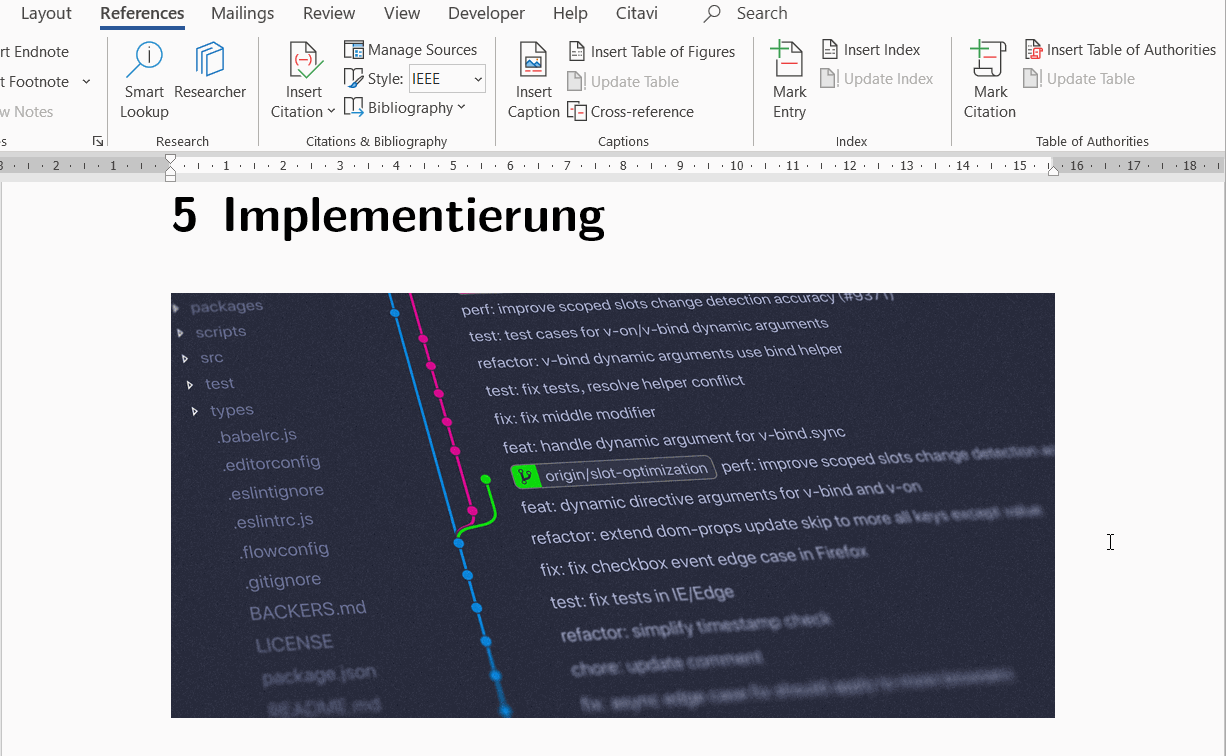 Word Bildunterschrift