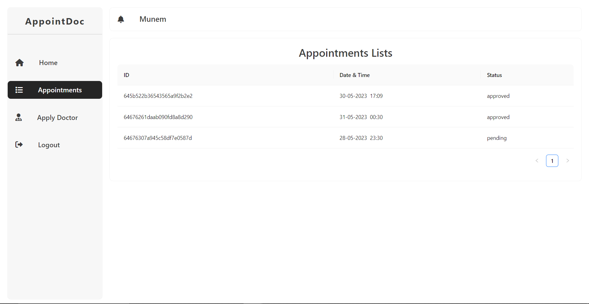 Appointment Lists from User Profile.png