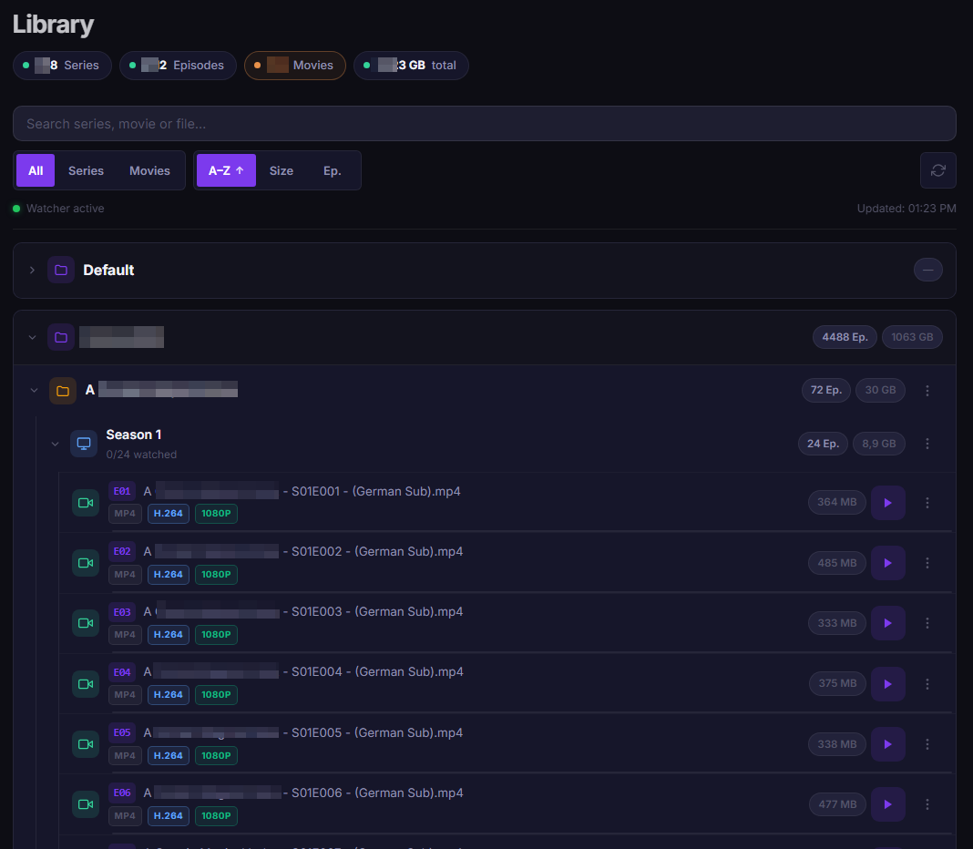 Screenshot: library