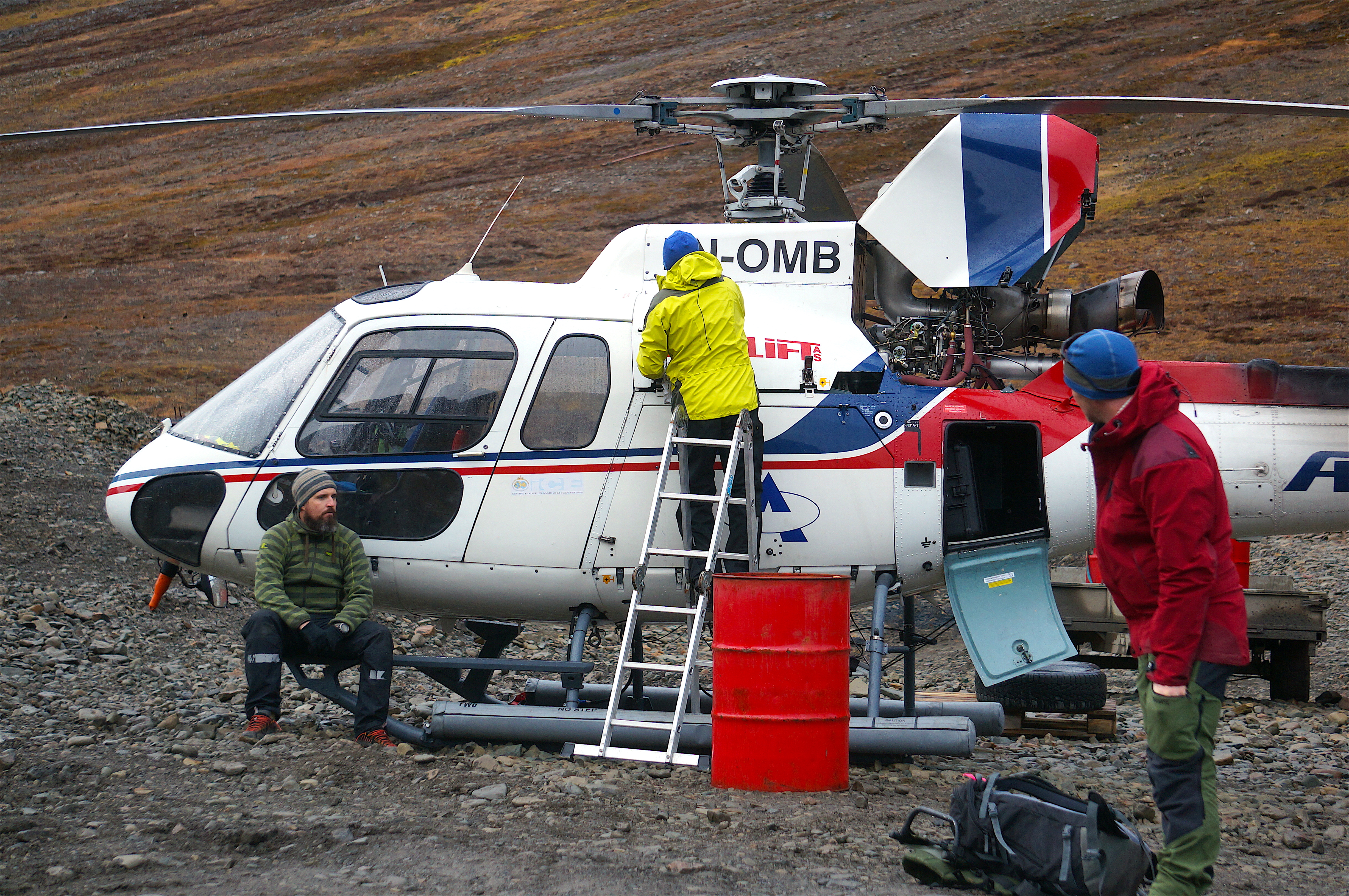Preparing for our helicopter ride over to Tunabreen (September 2016)