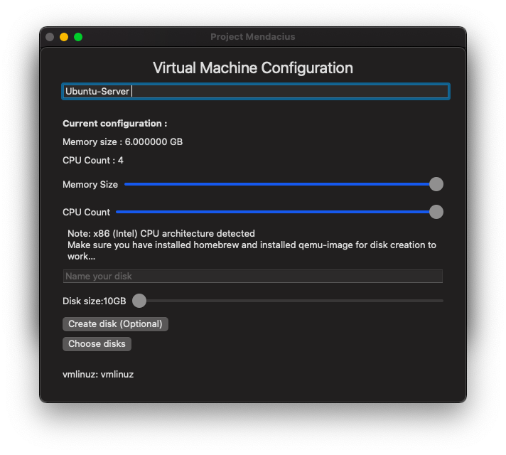Create / Configure new VM