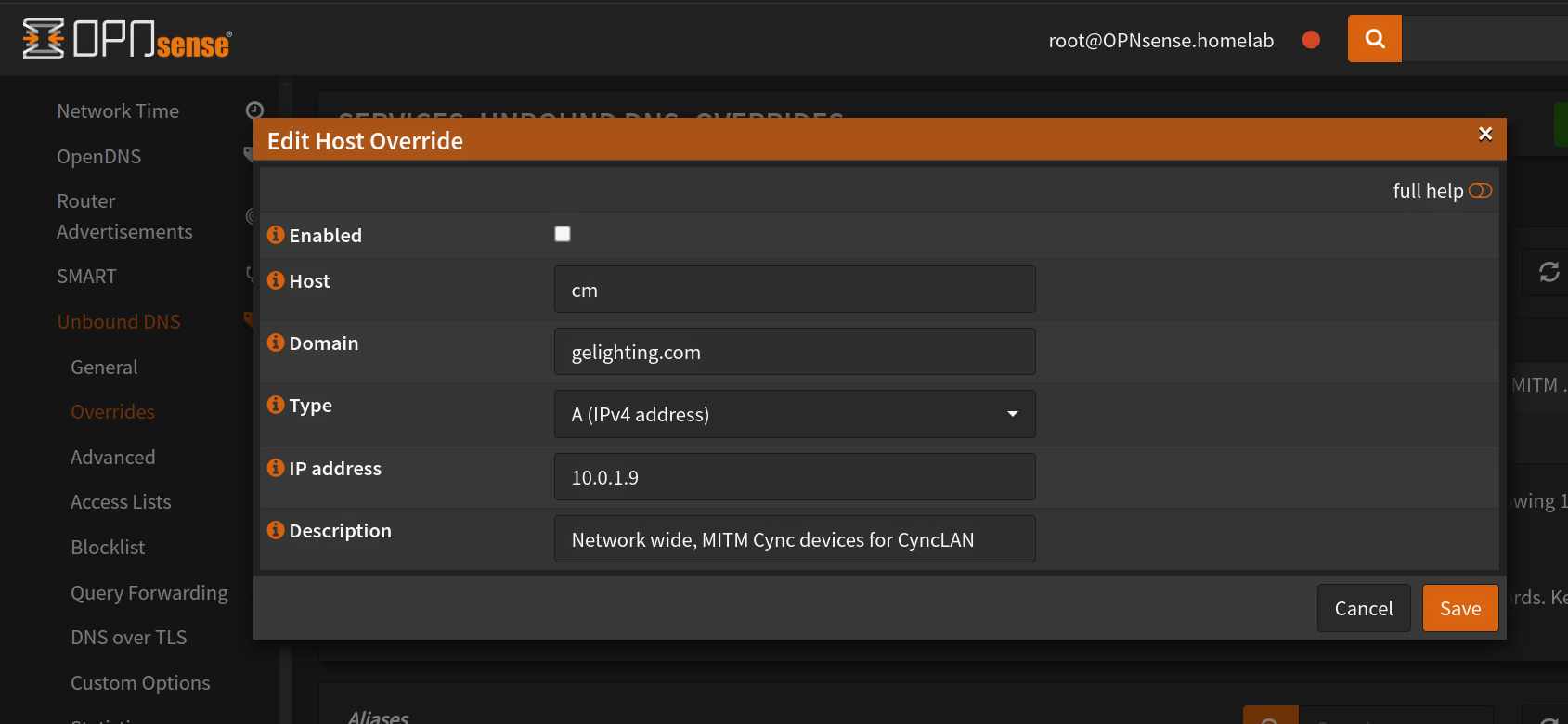 Unbound DNS Overrides