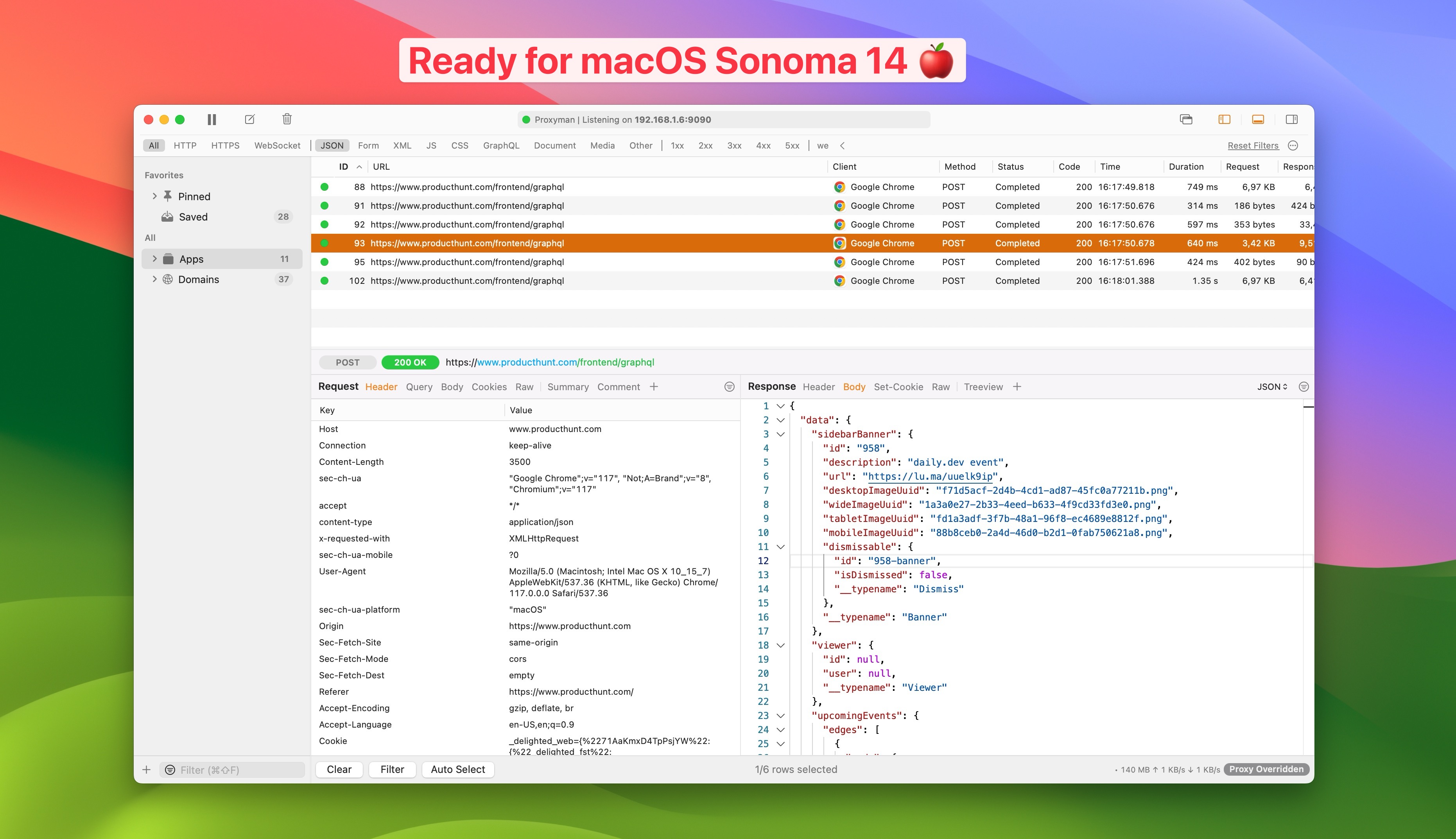 Proxyman app on macOS Sonoma 14
