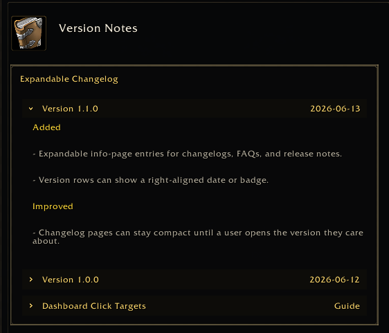 Expandable changelog example