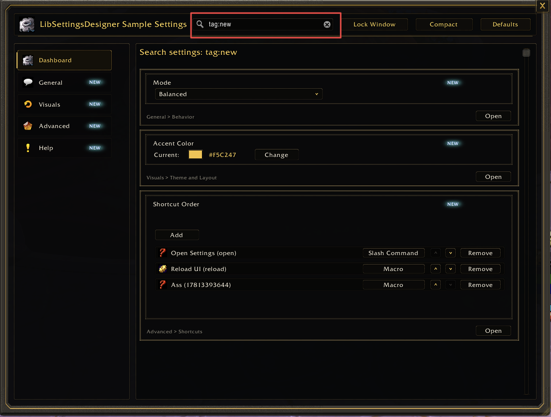 New tag search example