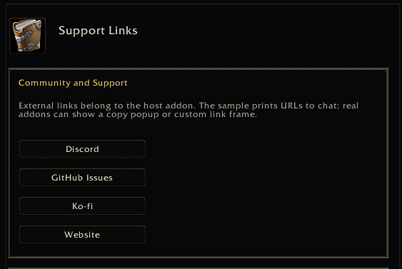 Support links example