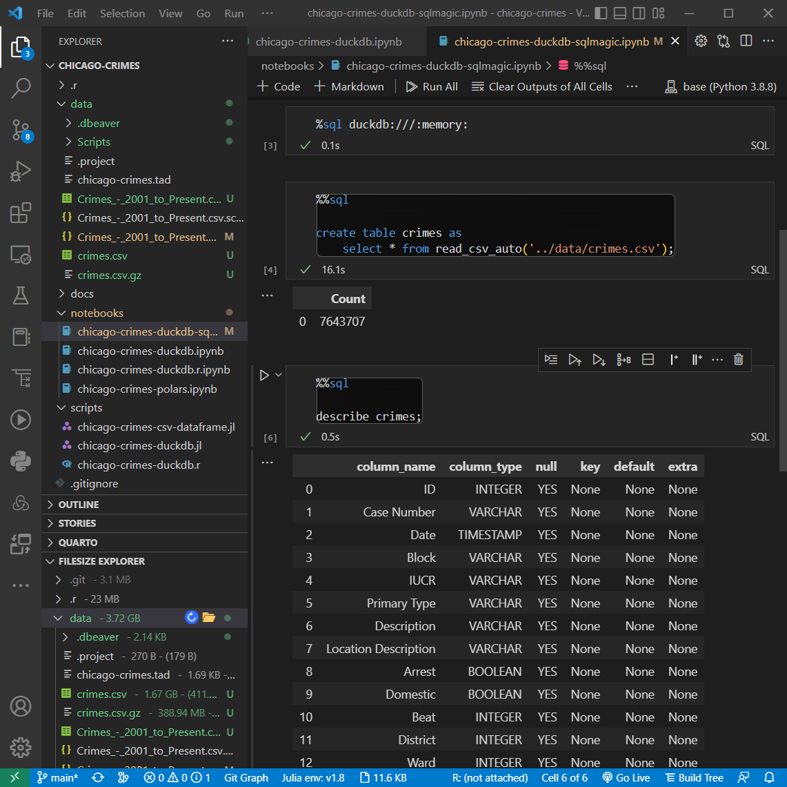 Chicago Crimes with DuckDB SQLMagic