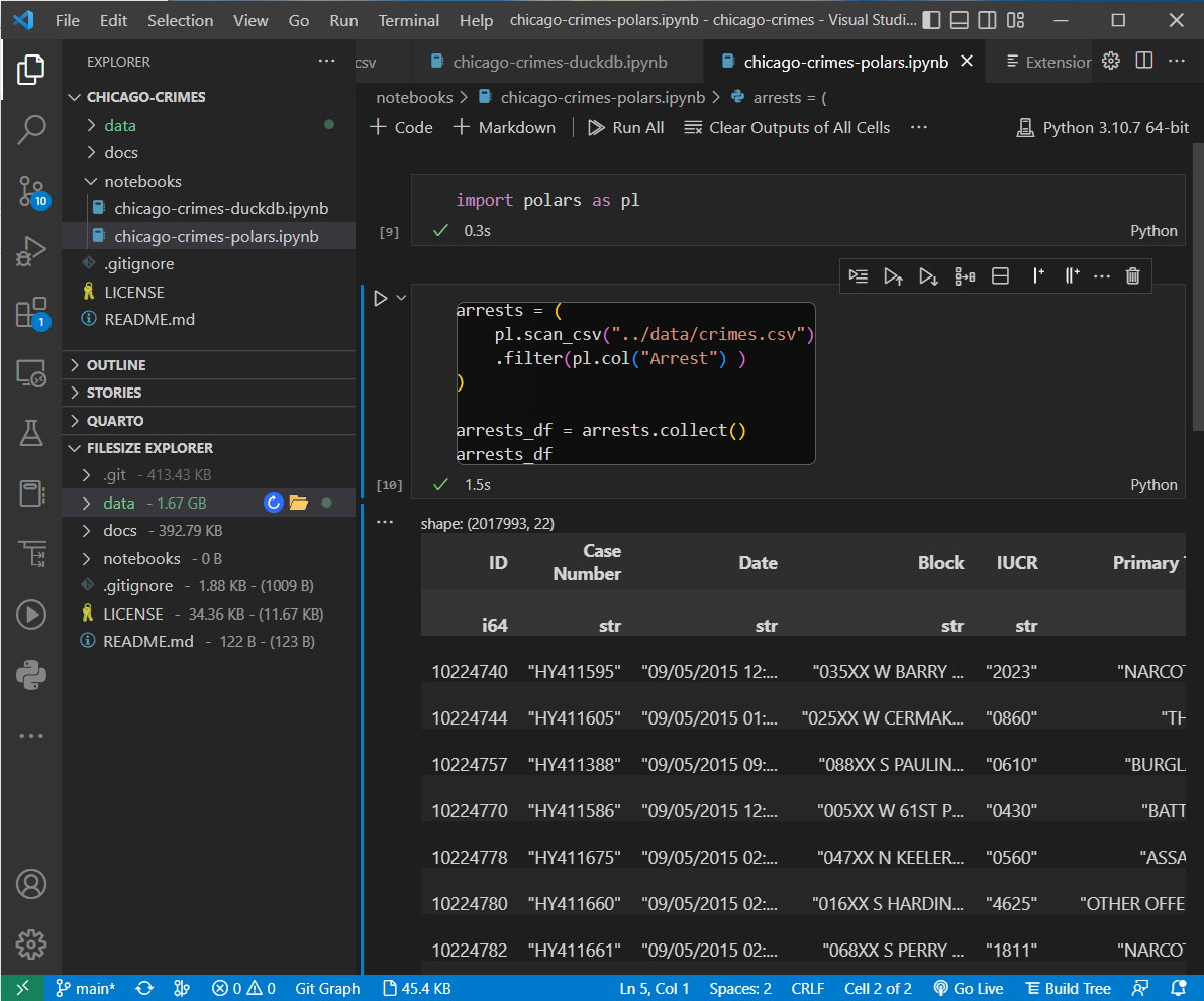 Chicago Crimes with Polars