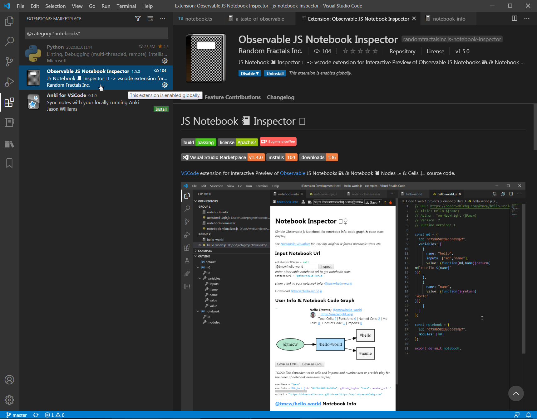 Install JS Notebook 📓 Inspector 🕵️