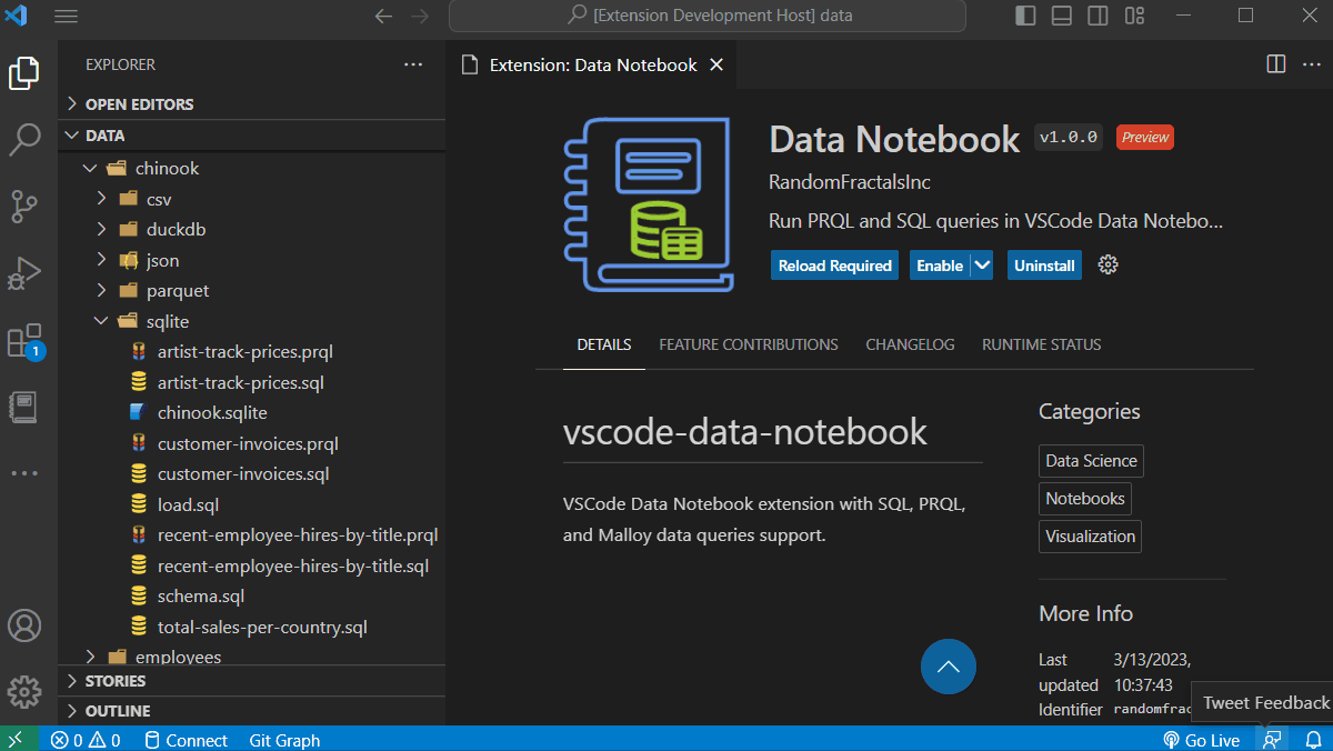 Data Notebook SQL Query