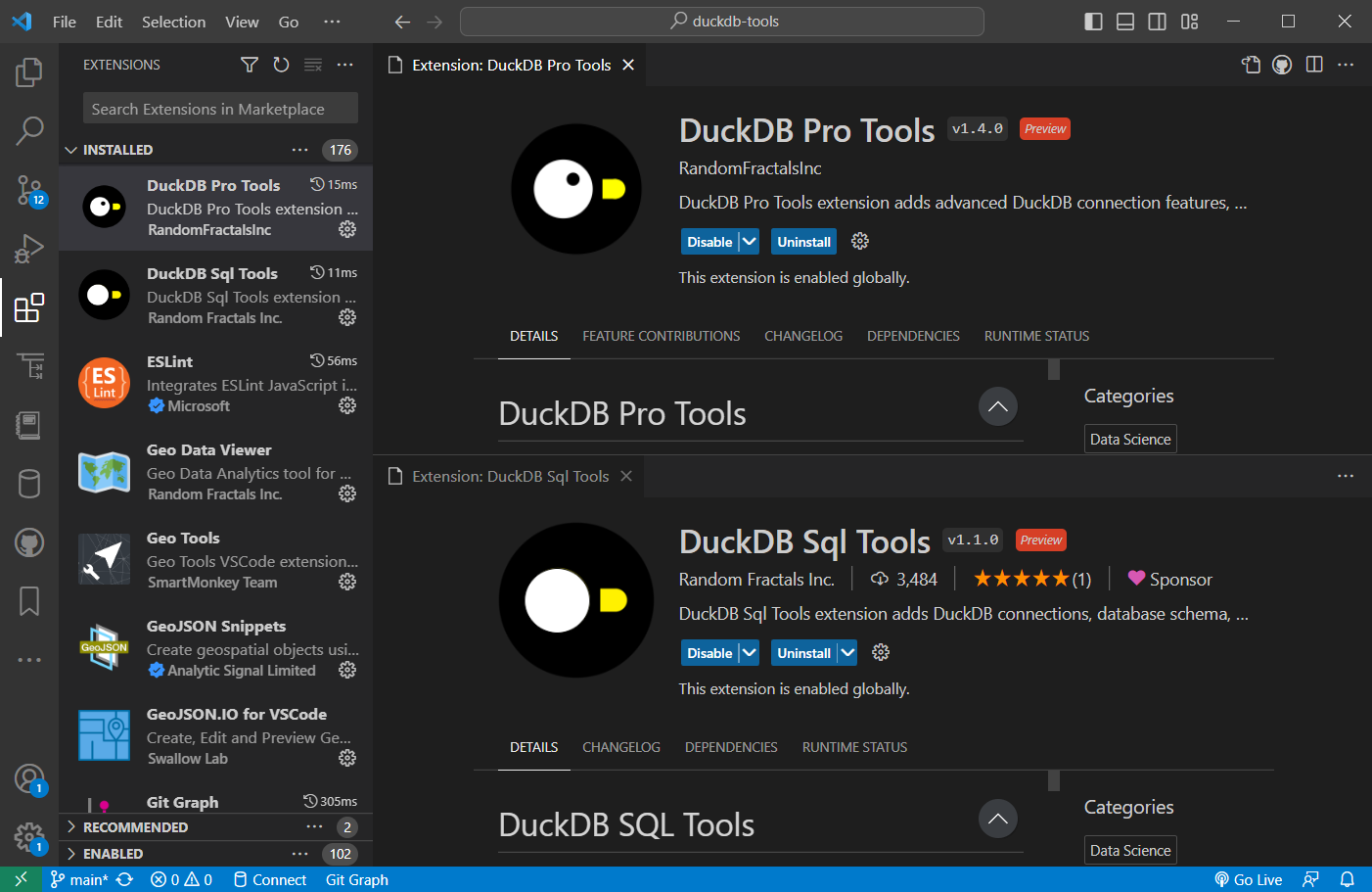 DuckDB VS Code Extensions