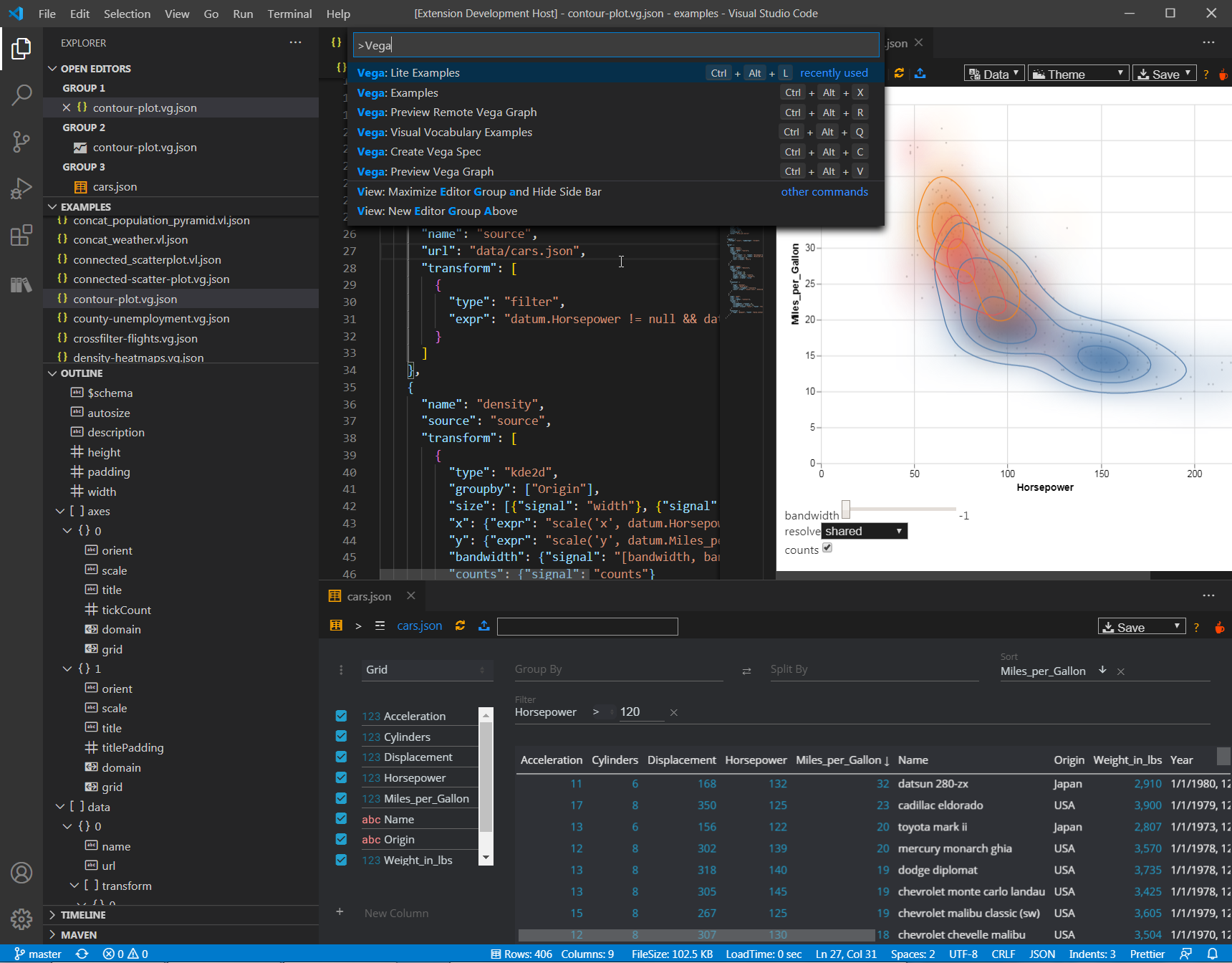 Vega Viewer Commands