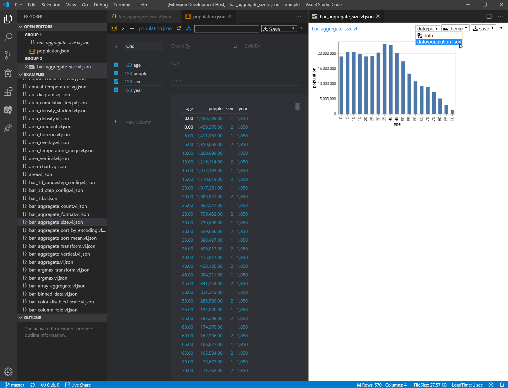 Vega Viewer Data Preview