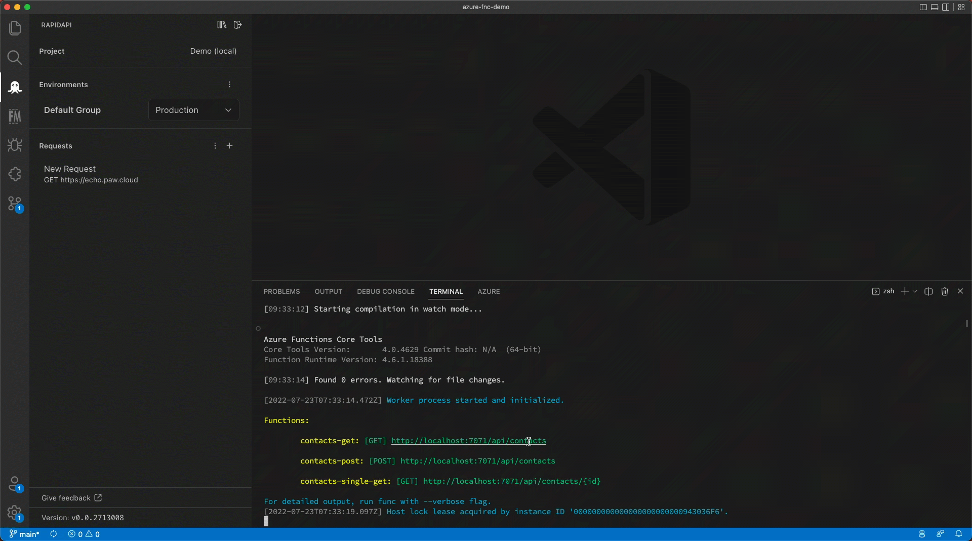 Create requests from the VS Code terminal output