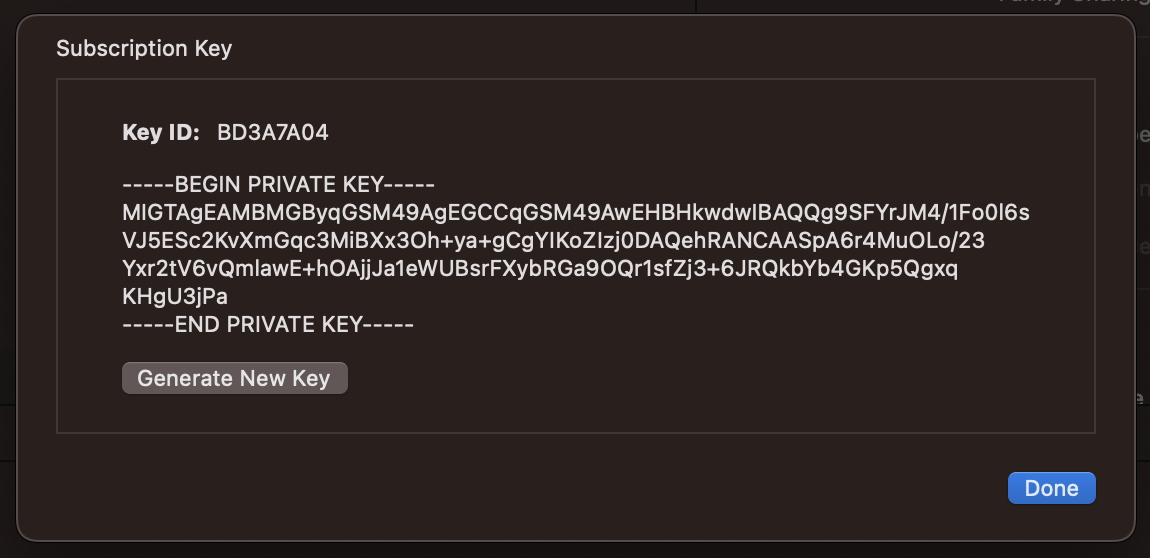 Key ID and private key