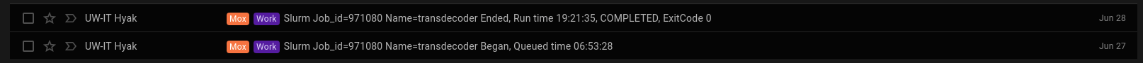 Screencap of Mox Transdecoder run time