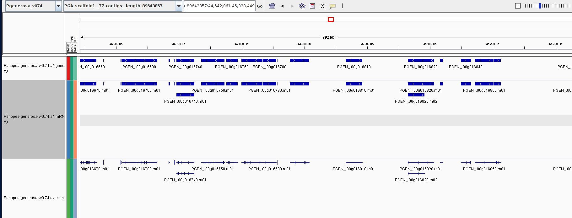 IGV screencap showing mRNA alternative isoforms for some genes